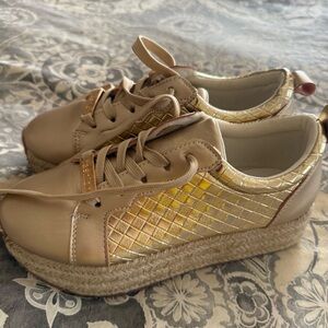 Gold Women's Platform Sneakers